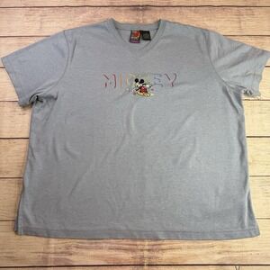 Vintage Mickey Mouse Women's 2X Rainbow Embroidered‎ Tee Light Blue